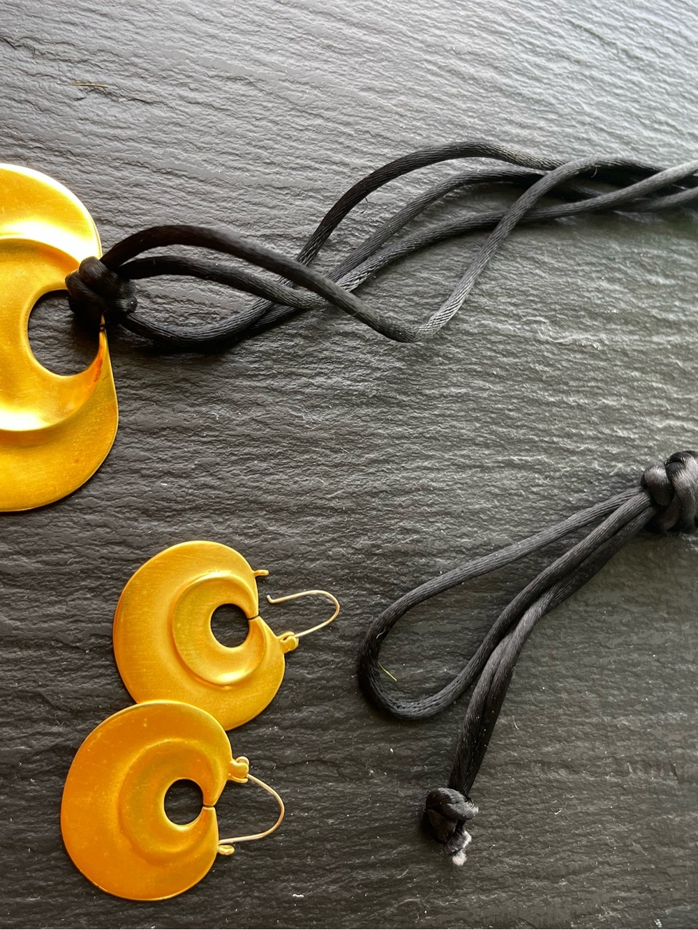 African museum collection gold tone necklace and earrings.